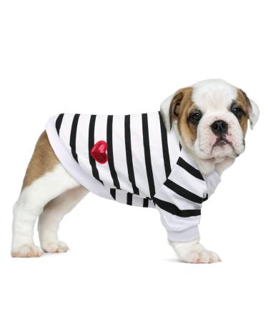 Preferhouse Pet Dog Striped T-Shirt Dogs Cats Cotton Vest Spring Summer Pet Apparel Tee Shirt Suitable for Small and Medium Large Pets French Bulldog Bichon Medium White