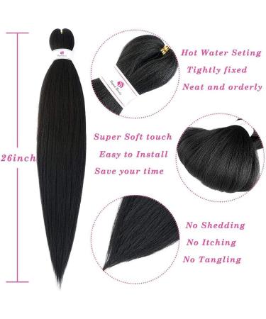 Beyond Beauty 26Inch 3Pack/Lot Pre Stretched Braiding Hair Extensions EZ Briads Hot Water Setting Yaki Braiding Hair(#1B) 3Packs-26Inch #1B - Buy Online on GoSupps.com