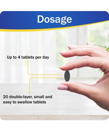 Bloateze Stomach Bloating Cramping & Trapped Wind Relief for Adults | Begins to Work in 15 Minutes | with Active Carbon (20 Tablets) - Buy Online on GoSupps.com