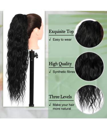 Miuric 24 Inch Black Drawstring Ponytail Extensions for Women - Long Curly Wavy Synthetic Hair for Everyday Use - Buy Online on GoSupps.com