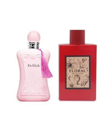 Women's Delilah&Floral Blossom Perfume Set Romantic Floral Scent Eau De Parfum Spray for Women 3.4 Fl Oz Each Bottle Daily Used Fragrance