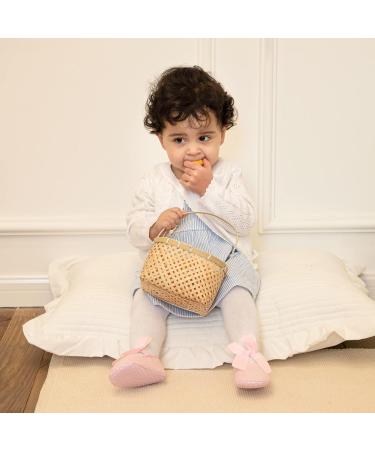 LACOFIA Baby Girls Christening Shoes | Anti-Slip Soft Sole Prewalkers | 3-6 Months | Pink - Buy Online on GoSupps.com