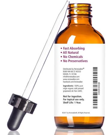 Buy Organic Grapeseed Oil - Anti-Aging Moisturizer & Facial Cleanser | Unrefined Cold Pressed | 4 oz Glass Bottle | Reduces Wrinkles & Stretch Marks - International Shipping Available - Buy Online on GoSupps.com