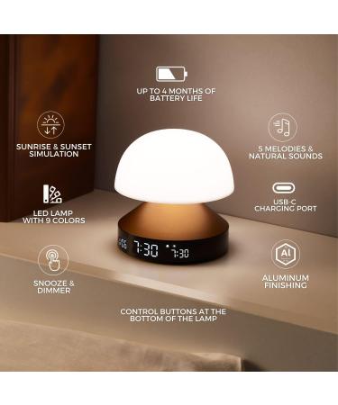 Lexon Mina Sunrise Alarm Clock - Wireless & Rechargeable - Soft Gold - Alarm Light & Sunset Simulation - International Shipping Available - Buy Online on GoSupps.com
