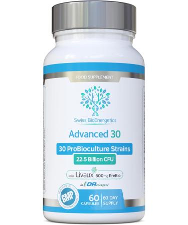 Advanced Bio Cultures Complex Probiotics & Prebiotics - 45 Billion CFU, 30 Strains with Livaux PreBiotic - 60 Capsules, 2 Month Supply - UK Made - Buy Online on GoSupps.com