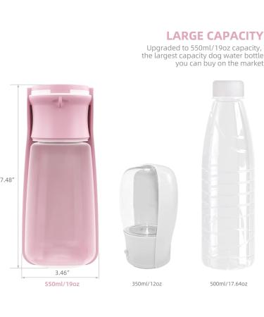 Portable Dog Drinking Bottle - 19oz Foldable Pet Water Bottle for Small Medium & Large Dogs - Pink Travel Water Bowl Gadget - Buy Online on GoSupps.com
