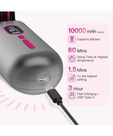 Cordless Hair Straightener Brush | iTayga Portable 2-in-1 Negative Ion Hair Comb - USB Rechargeable Travel Size Grey - Buy Online on GoSupps.com
