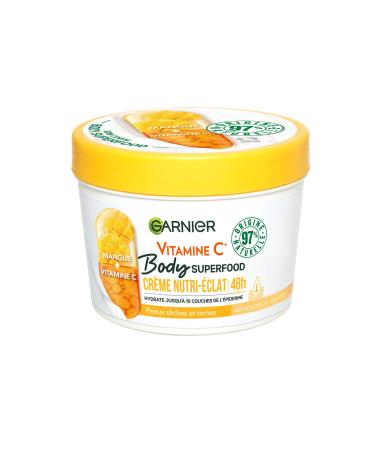 Garnier Body Superfood Nutri-Radiance Body Cream Vitamin C & Mango 48H Hydration 97% Natural Ingredients for All Skin Types 380 ml