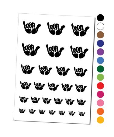 Shaka Hang Loose Surfer Sign Temporary Tattoo Water Resistant Fake Body Art Set Collection - Black (One Sheet)