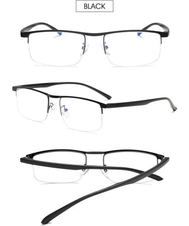 Vevesmundo Multifocus Reading Glasses Set - Blue Light Filter Metal Half Reading Aids for Men (Black Red Gold) - 3.0x Magnification - Buy Online on GoSupps.com