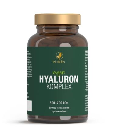 Vitaciv Hyaluron complex - Hyaluron capsules high -dose 500 mg hyaluronic acid - 500-700 KDA vegan - with vitamin C zinc manganese copper biotin and much more - laboratory testing from DE - 3 months)