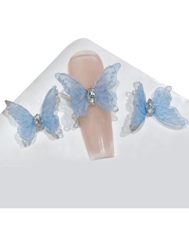 3PCS 3D Small Butterfly Nail Nail Decor DIY Embellishments Nails Art Decoration Suitable For Various Crafts & Silver Nail H1451