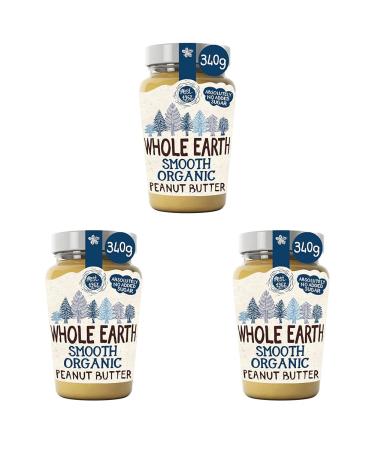 Whole Earth Smooth Organic Peanut Butter 340 g Jar Original Nut Spread Made with All Natural Ingredients No Added Sugar Gluten Free Vegetarian & Vegan Friendly (Pack of 3) 340 g (Pack of 3)
