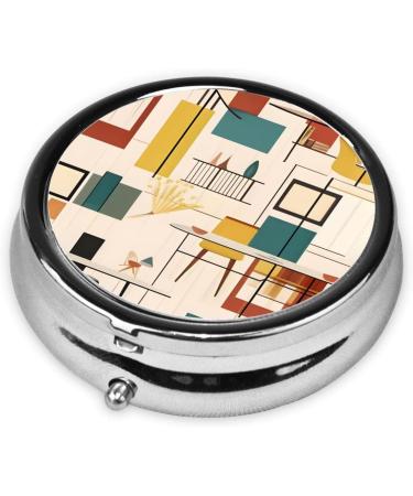 Mid Century Modern Round Pill Box - 3 Compartment Organizer & Portable Travel Case - Buy Online on GoSupps.com