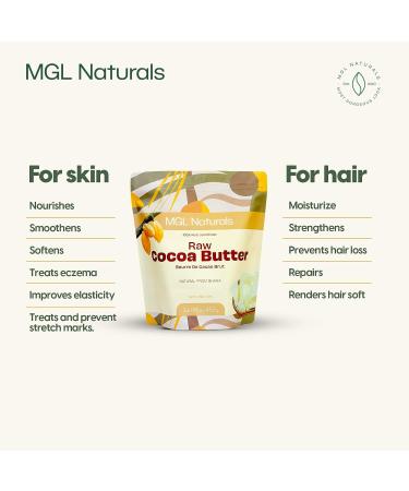 MGL Naturals Organic Cocoa Butter 2.2 lb - 100% Pure, Unrefined & Raw | For DIY Body Butters, Creams, Soaps & Lotions | Treats Stretch Marks - Buy Online on GoSupps.com