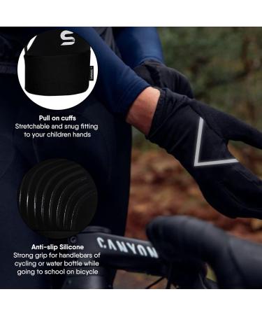 Children's Thermal Touchscreen Sports Gloves for Winter - Anti-Slip Windproof Perfect for Cycling Hiking Skiing & Football (Ages 10-12 Black) - Buy Online on GoSupps.com