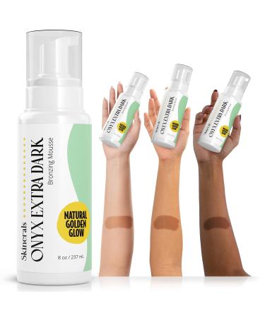 Skinerals Self Tanner Mousse - Onyx Extra Dark | Organic No-Streak Sunless Tanner - Long Lasting 8oz Tanning Foam for Face & Body - Buy Online on GoSupps.com