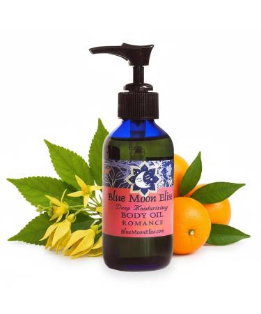 Blue Moon Elise Aromatherapy Body Oil - Hydrating Body Oil with Almond Apricot & Coconut Oils - Scented with Pure Essential Oils for Women Men & Dry Skin (Romance 4 oz) 4 Fl Oz Romance