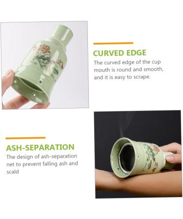 TOVINANNA Moxibustion Pot - Premium Health & Wellness Tool | Perfect Christmas Gift with Lotus Ceramic Design & Green Stand - Buy Online on GoSupps.com