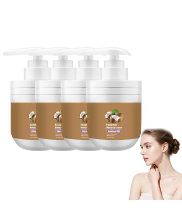 XUSHAOLUN Facial Hair Removal Cream Coconut Oil Gentle and Non-Irritating for Sensitive Skin Suitable for Face Upper Lip Chin Hair Remover for Women and Men (4PCS)