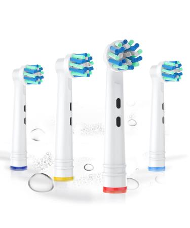 Replacement Toothbrush Heads Compatible with Oral-B Electric Toothbrushes  4pcs  Round Head Fits for CrossAction  Accessories for Vitality Plus 4 Count (Pack of 1)