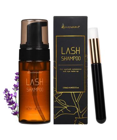 120ml eyelash shampoo for eyelash extension eyelashes shampoo lash shampoo eyelash foam clean eyelash cleaner for salon and home use (lavender120) ...