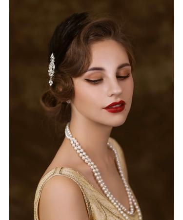 1920s Feather Flapper Headband | Roaring 20s Gatsby Hair Clip - Black - Buy Online on GoSupps.com