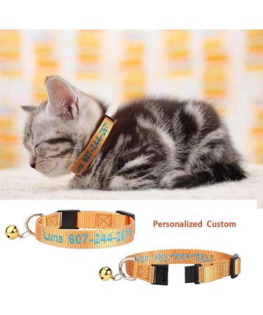 Personalized Embroidered Cat Collar with Bell - Custom Name & Phone Number - Adjustable Nylon - Breakaway Safety Buckle - Buy Online on GoSupps.com
