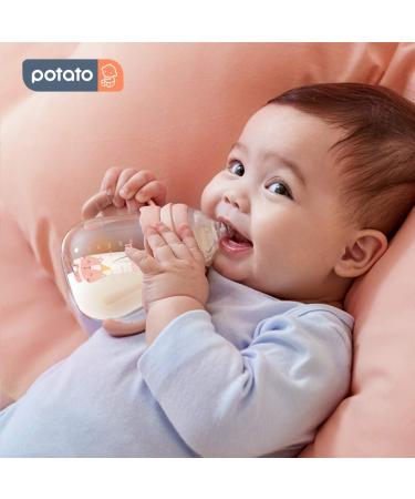 POTATO Glass Baby Bottles - Anti-Colic Breastfeeding Bottles with Medium Flow Nipple - 6 oz Pink - Suitable for Babies 3-6 Months - Buy Online on GoSupps.com