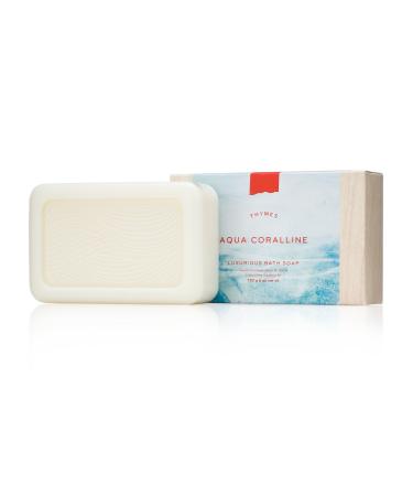 Thymes Aqua Coralline Bath Soap - 6 Oz - Aqua Coralline - Gentle Bar Soap Cleanser Aqua Coralline 6 Ounce (Pack of 1)