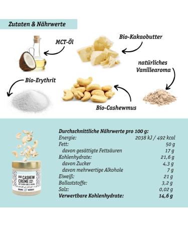 Buy Organic Bio-Cashewm with Vanilla Aroma - Vegan Low-Carb Sugar-Free White Chocolate | 190g - Buy Online on GoSupps.com