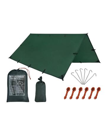 Camping Tent Tarp,Hammock Rain Fly Tarp,10X10FT/10X15FT Waterproof Tarp Backpacking,Multifunctional Tarp Tent Footprint for Camping,Lightweight Emergency Shelter Tarp(1010FT Green)