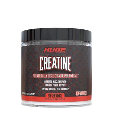 Huge Supplements Creatine Monohydrate Powder, 5000mg of Pure Creatine, Clinically Dosed to Boost Performance, Increase Muscle Strength and Size, 30 Servings Unflavored