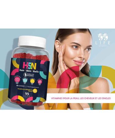 99Life | Hair Nail and Skin Gummies Without Sugars and Additives | Food Supplement with Vitamins A C D E B6 B12 Biotin Folic Acid and Zinc | 100% Vegan | 60 Gummies - Buy Online on GoSupps.com