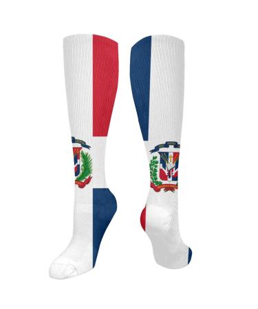 Dominican Republic Flag compression socks for women and men circulation 15-20 mmHg is the best support for sporty running cycling