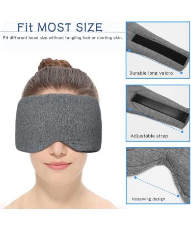 100% Cotton Sleep Mask for Men Women - Fully Adjustable Strap - Light Blocking Eye Mask for Sleeping - Pressure-Free Eye Covers for Travel, Yoga, Nap - Gray - Buy Online on GoSupps.com