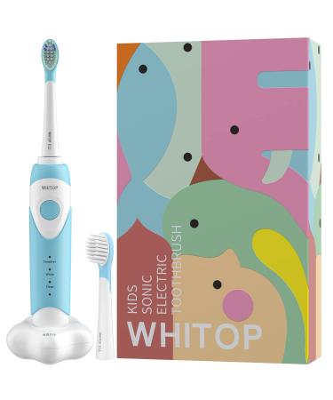WHITOP ED07 Sonic Electric Toothbrush for Kids Rechargeable 3 Modes Wireless Charging Children's Electronic Tooth Brush with Smart Timer Once Charge for 70 Days Blue