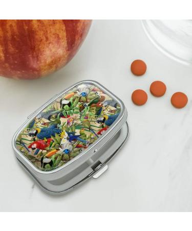 Tropical Birds Parrot Macaw Toucan Pattern Pill Case | Unique Trinket Gift Box | International Shipping - Buy Online on GoSupps.com