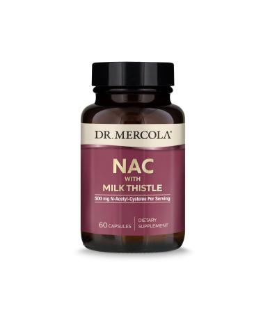 Dr. Mercola NAC with Milk Thistle Dietary Supplement, 30 Servings (60 Capsules), 500 mg N-Acetyl-Cysteine Per Serving, Non GMO, Gluten Free, Soy Free 60 Count (Pack of 1) - Buy Online on GoSupps.com