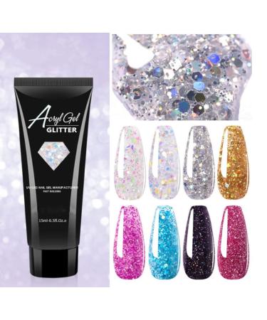 ICATHUNY 15ml Clear Glitter Poly Nail Gel for Long-Lasting Nail Extensions - Easy to Use for DIY Nail Art or Salon - Nude Poly Nail Enhancement Builder Gel - Ideal for Beginners - Buy Online on GoSupps.com