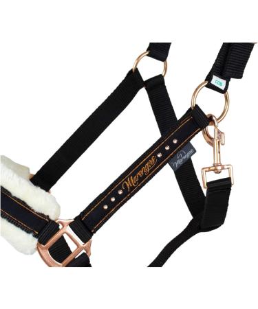 Shop Marengos Halter Set with Lead Rope - Elegant Black/Rose Gold for Warmbloods | International Shipping Available - Buy Online on GoSupps.com