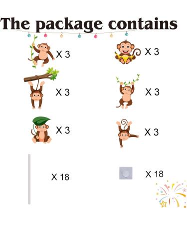 18pcs Cute Monkey Cupcake Toppers for Boys Girls Happy Birthday Banana Safari Jungle Animal Party Decorations Supplies Glitter Monkey Birthday Cake Decorations - Buy Online on GoSupps.com