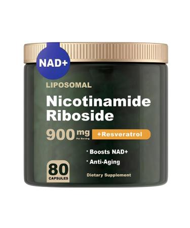 NAD+ Supplement - Liposomal Nicotinamide Riboside - NAD Supplement with Nicotinamide Riboside for Anti-Aging Energy Focus - 80 Capsules
