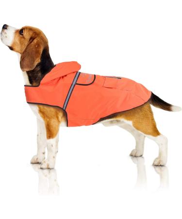 Bella & Balu Hundersmantel - waterproof dog coat with hood and reflectors for dry safe walking rangs the dog playground and the vacation with dog (m | orange) m orange