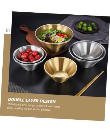 Zerodeko 4pcs Double Layer Insulation Bowl Camping Bowls Noodle Bowl Decorative Soup Bowl Dishes Reusable Ice Cream Bowls Korean Soup Noodles Stainless Steel Bowl Toddler Anti-Scald Pasta 12X12X5.8CMx4pcs Goldenx4pcs - Buy Online on GoSupps.com