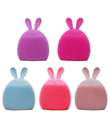 Silicone Scalp Scrubber 5 Pcs 1 Rabbit Shape Silicone Multi- Function Handheld Facial Brush Face Cleanser Brush for Deep Cleaning Gentle Exfoliating Handheld Massagers