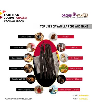 Tahitian Vanilla Beans Gourmet Grade-A For Extract And Baking By Weight (1 oz (Pack of 1)) - Buy Online on GoSupps.com