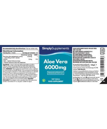 Aloe Vera Tablets 6000mg - Vegan & Vegetarian Friendly - 360 Tablets - UK Made - Buy Online on GoSupps.com