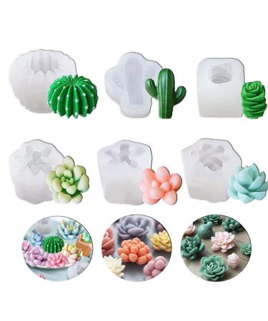 Timisea 6 Pack Succulent Silicone Mold Cactus Flower Resin Casting Molds for Cake Decorating Handmade Candle Fondant Epoxy Resin Polymer Clay Wax etc - Buy Online on GoSupps.com