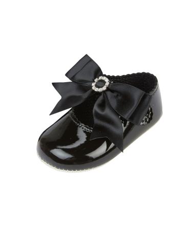 EARLY DAYS Baypods Baby Girls Shoes Soft Soled Pre Walker Shoes Diamante Bow Soft Faux Leather Baby Shoes Made in England 0 UK Child Black Patent - Buy Online on GoSupps.com